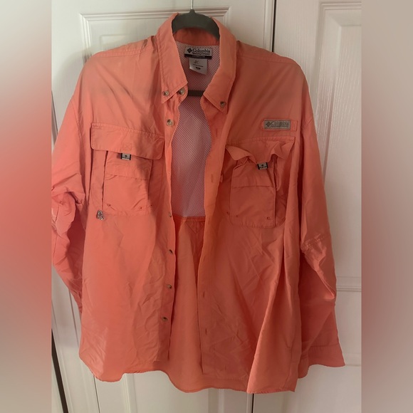 Columbia Men's long sleeve Button-Down Shirt in Coral fishing shirt - Picture 1 of 3